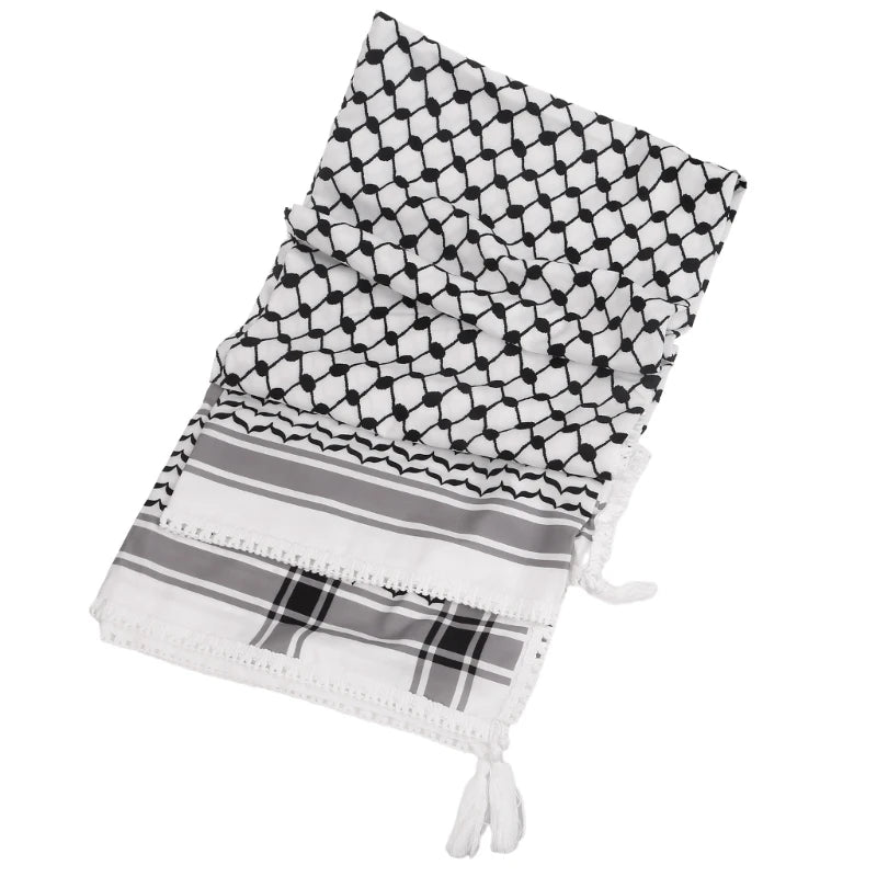 Religious Arab Adult Keffiyeh Headscarf Turban Jacquard Pattern Scarf Outdoor Headscarf for Male Daily Hair Accessory