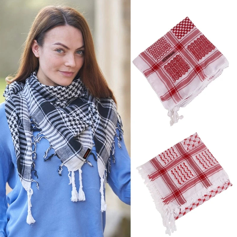 Religious Arab Adult Keffiyeh Headscarf Turban Jacquard Pattern Scarf Outdoor Headscarf for Male Daily Hair Accessory