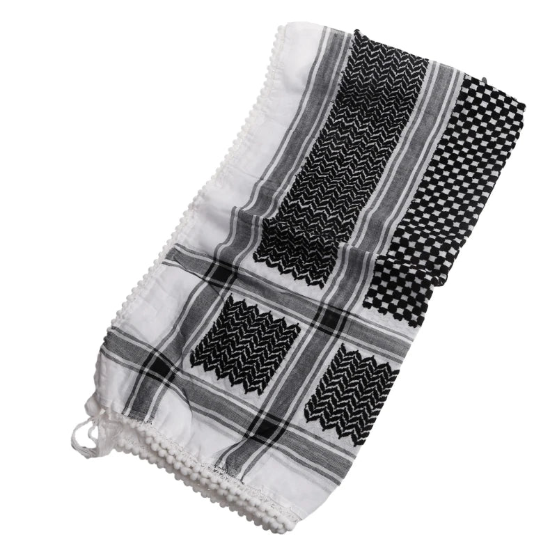 Religious Arab Adult Keffiyeh Headscarf Turban Jacquard Pattern Scarf Outdoor Headscarf for Male Daily Hair Accessory