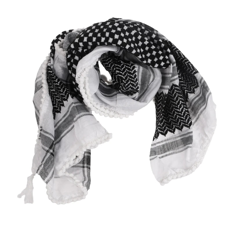 Religious Arab Adult Keffiyeh Headscarf Turban Jacquard Pattern Scarf Outdoor Headscarf for Male Daily Hair Accessory